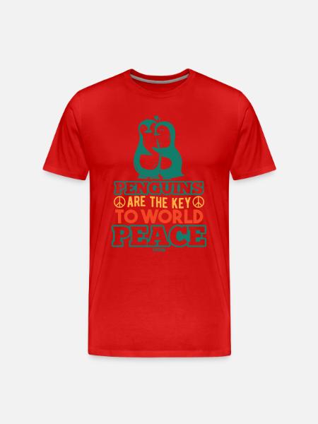 Penguins World Peace - Men's Premium Organic T-Shirt - red