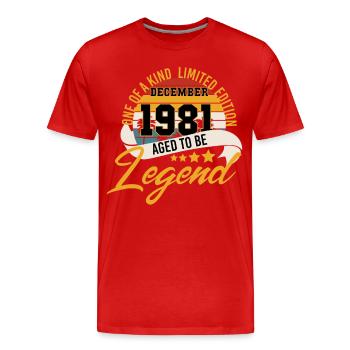 40th birthday December 1981 Vintage - Men's Premium Organic T-Shirt - red - Front - Damien (186cm)