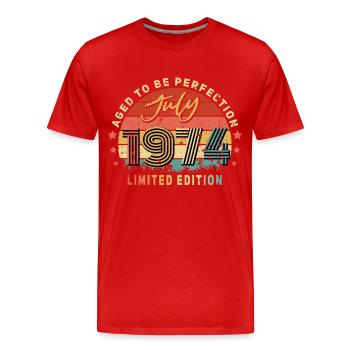 Juillet 1974 Vintage - T-shirt bio Premium Homme - rouge - Devant - Damien (186cm)