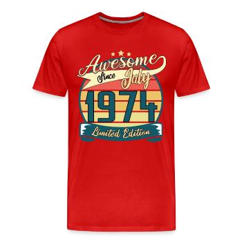 July 1974 Vintage Birthday Gift - Men's Premium Organic T-Shirt - red - Front - Damien (186cm)