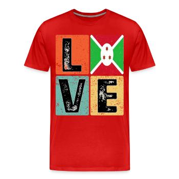 I Love Burundi Flag for Burundan Pride - T-shirt bio Premium Homme - rouge - Devant - Damien (186cm)