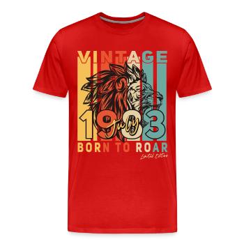 Juli 1983 Vintage Löwe Geschenkidee - Männer Premium Bio T-Shirt - Rot - Vorne - Damien (186cm)