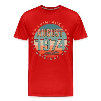 Vintage in August 1974 - Men's Premium Organic T-Shirt - red - Front - Damien (186cm)