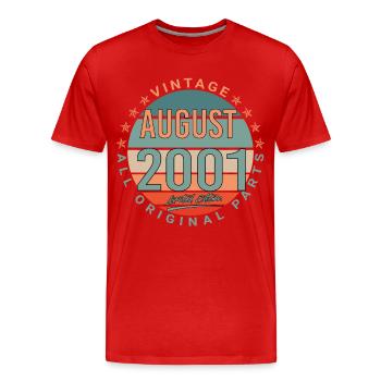 Im August 2001 Vintage Geschenkidee - Männer Premium Bio T-Shirt - Rot - Vorne - Damien (186cm)