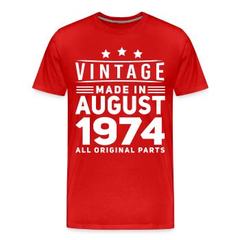 Vintage In August 1974 Gift Idea - Men's Premium Organic T-Shirt - red - Front - Damien (186cm)
