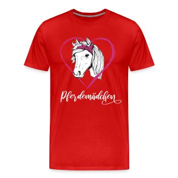 Pferdemädchen Pferde Herz Geschenkidee - Männer Premium Bio T-Shirt - Rot - Vorne - Damien (186cm)
