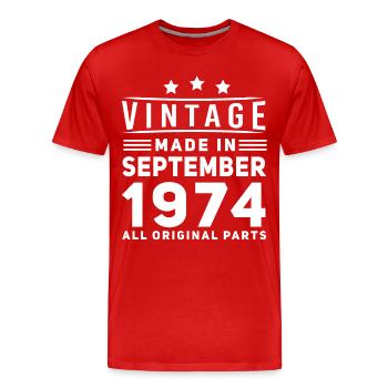 Born in September 1974 Vintage - Men's Premium Organic T-Shirt - red - Front - Damien (186cm)