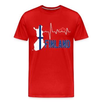 Finland Flag Map Heartbeat for Finnish Pride - Men's Premium Organic T-Shirt - red - Front - Damien (186cm)