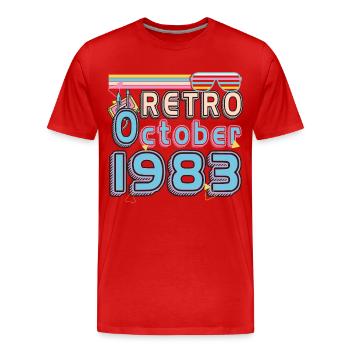 1983 En Octobre Rétro Cadeau - T-shirt bio Premium Homme - rouge - Devant - Damien (186cm)