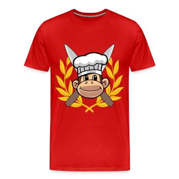 Cook Cook Gourmet Monkey Chef Hobby Chef - Men's Premium Organic T-Shirt - red - Front - Damien (186cm)