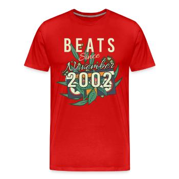Cadeau rétro en novembre 2002 - T-shirt bio Premium Homme - rouge - Devant - Damien (186cm)