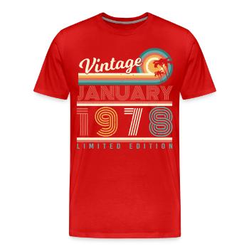 Januar 1978 Palmen Retro - Männer Premium Bio T-Shirt - Rot - Vorne - Damien (186cm)