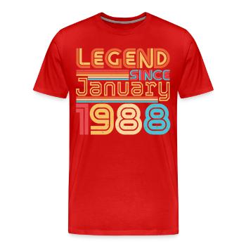 Born 1988 January Retro - Men's Premium Organic T-Shirt - red - Front - Damien (186cm)