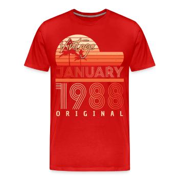 Born January 1988 Vintage - Men's Premium Organic T-Shirt - red - Front - Damien (186cm)