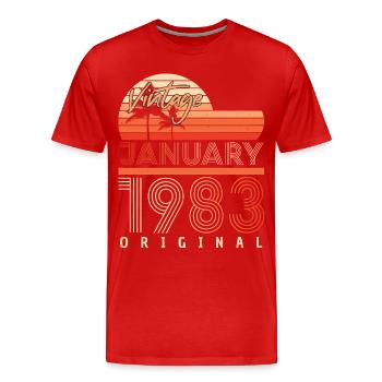 Born January 1983 Vintage - Men's Premium Organic T-Shirt - red - Front - Damien (186cm)
