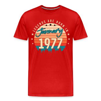January 1977 Retro Legend - Men's Premium Organic T-Shirt - red - Front - Damien (186cm)