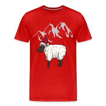 Autriche, Alpes, Montagnes, Montagnes, Mouton, Mouton, Alm - T-shirt bio Premium Homme - rouge - Devant - Damien (186cm)