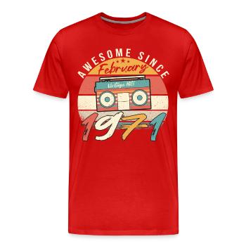 Februar 1971 Retro - Männer Premium Bio T-Shirt - Rot - Vorne - Damien (186cm)