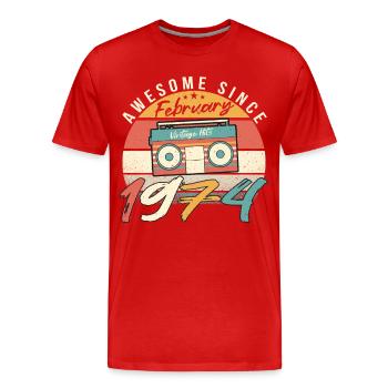 February 1974 Retro - Men's Premium Organic T-Shirt - red - Front - Damien (186cm)