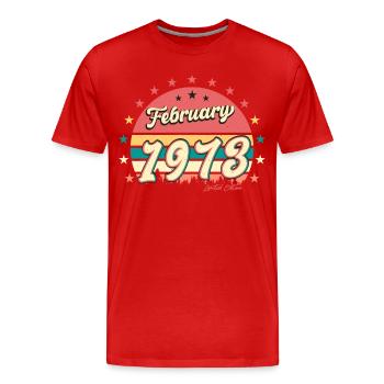 February 1973 Vintage Limited - Men's Premium Organic T-Shirt - red - Front - Damien (186cm)