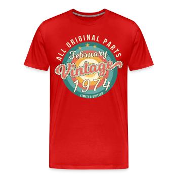 February 1974 Retro Original - Men's Premium Organic T-Shirt - red - Front - Damien (186cm)