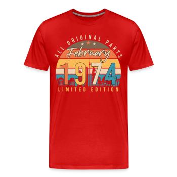 February 1974 Limited Vintage - Men's Premium Organic T-Shirt - red - Front - Damien (186cm)