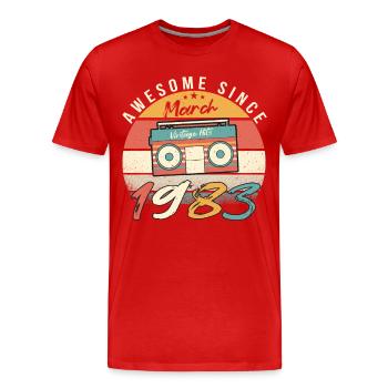 März 1983 Vintage Geschenkidee - Männer Premium Bio T-Shirt - Rot - Vorne - Damien (186cm)