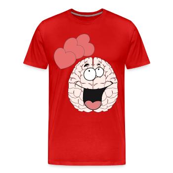 Cerveau Cerveau Sentiments Amour Partenariat Valentin - T-shirt bio Premium Homme - rouge - Devant - Damien (186cm)