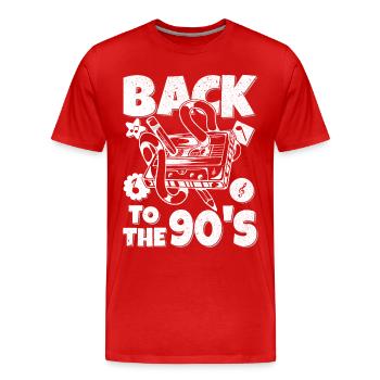 90s Outfit Party 90s Theme Nineties Party - Men's Premium Organic T-Shirt - red - Front - Damien (186cm)