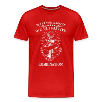 Vater und Kapitän: Die ultimative Kombination! - Männer Premium Bio T-Shirt - Rot - Vorne - Damien (186cm)