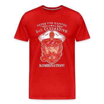 Vater und Kapitän: Die ultimative Kombination! - Männer Premium Bio T-Shirt - Rot - Vorne - Damien (186cm)