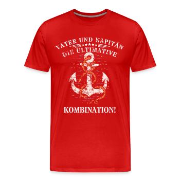 Vater und Kapitän: Die ultimative Kombination! - Männer Premium Bio T-Shirt - Rot - Vorne - Damien (186cm)