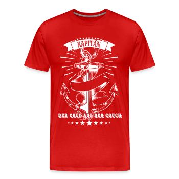 Kapitän - Der Chef auf der Couch - Männer Premium Bio T-Shirt - Rot - Vorne - Damien (186cm)