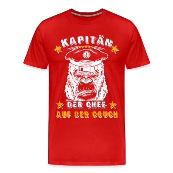 Kapitän - Der Chef auf der Couch - Männer Premium Bio T-Shirt - Rot - Vorne - Damien (186cm)