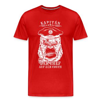 Kapitän - Der Chef auf der Couch - Männer Premium Bio T-Shirt - Rot - Vorne - Damien (186cm)