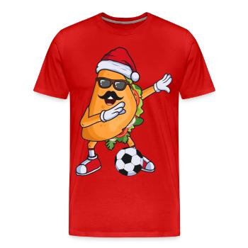 Footballeur mexicain tacos avec chapeau de Noël - T-shirt bio Premium Homme - rouge - Devant - Damien (186cm)