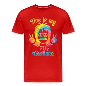 70er Jahre 1970er Siebziger Party Outfit Kostüm - Männer Premium Bio T-Shirt - Rot - Vorne - Damien (186cm)