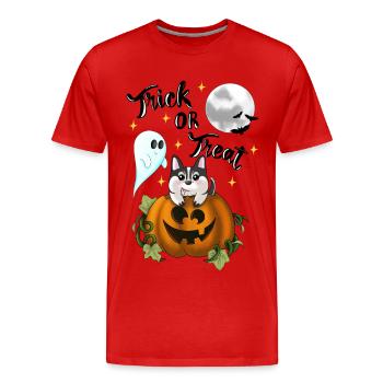 Tromper ou friandre chien - T-shirt bio Premium Homme - rouge - Devant - Damien (186cm)