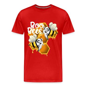 Abeilles boo avec nid d’abeille blanc - T-shirt bio Premium Homme - rouge - Devant - Damien (186cm)