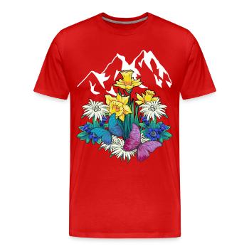 Austria Tyrol Spring Nature Nature Lovers Alm - Men's Premium Organic T-Shirt - red - Front - Damien (186cm)