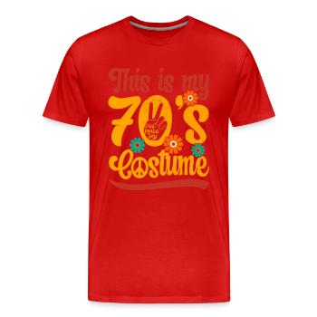 70s Seventies 1970s Party Outfit Costume - T-shirt bio Premium Homme - rouge - Devant - Damien (186cm)