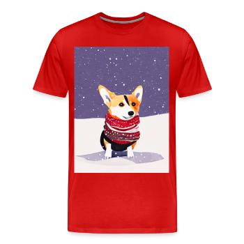 Mignon Corgi avec foulard de Noël rouge-blanc - T-shirt bio Premium Homme - rouge - Devant - Damien (186cm)