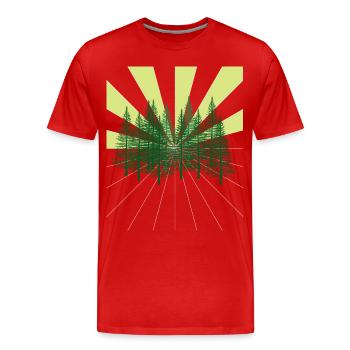 Rays Forest Fir Wilderness Ecology Atom Environment - Men's Premium Organic T-Shirt - red - Front - Damien (186cm)