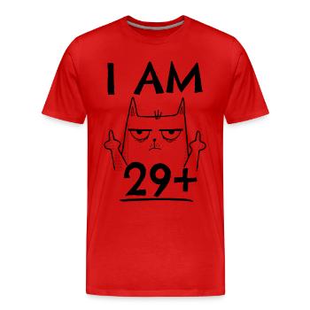30th birthday woman 30th 30 years - I AM 29+ PLUS - Men's Premium Organic T-Shirt - red - Front - Damien (186cm)