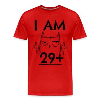 30th birthday woman 30th 30 years - I AM 29+ PLUS - Men's Premium Organic T-Shirt - red - Front - Damien (186cm)