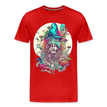 Trippy Schamane - Männer Premium Bio T-Shirt - Rot - Vorne - Damien (186cm)