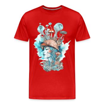 Trippy Schamane - Männer Premium Bio T-Shirt - Rot - Vorne - Damien (186cm)
