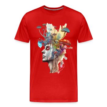 Trippy Schamane - Männer Premium Bio T-Shirt - Rot - Vorne - Damien (186cm)