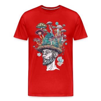 Trippy Schamane - Männer Premium Bio T-Shirt - Rot - Vorne - Damien (186cm)