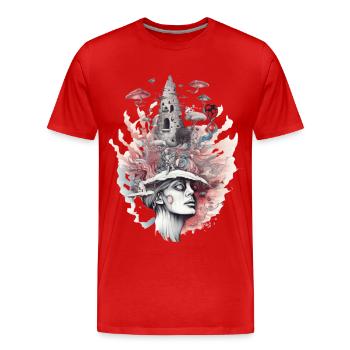 Trippy Schamane - Männer Premium Bio T-Shirt - Rot - Vorne - Damien (186cm)